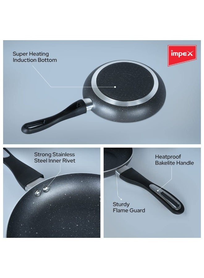 Impex Fry Pan 20 cm Royal 5-Layer Super Granite Nonstick Induction Base, 10 Times Tougher Non Stick, Fry Pan for All Frying Needs, Ease to Clean, 1 Year Warranty (20 cm, Grey) - Image 3