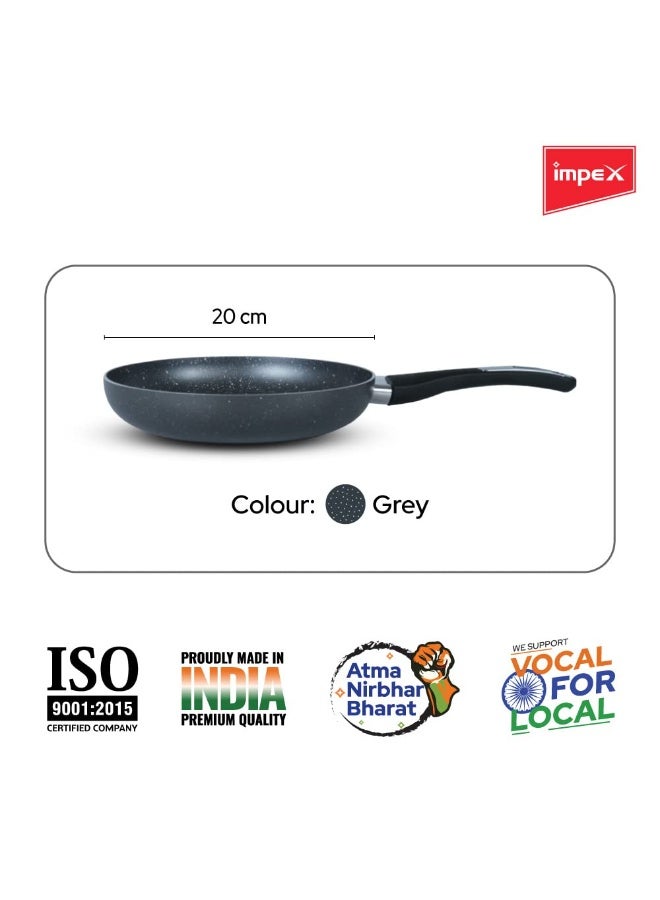 Impex Fry Pan 20 cm Royal 5-Layer Super Granite Nonstick Induction Base, 10 Times Tougher Non Stick, Fry Pan for All Frying Needs, Ease to Clean, 1 Year Warranty (20 cm, Grey) - Image 2