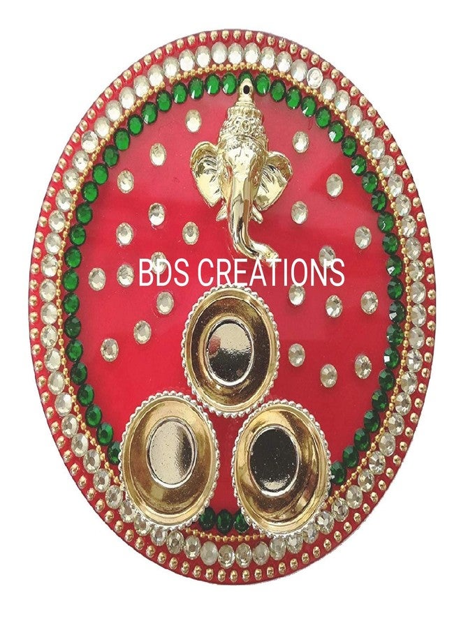 BDS CREATIONS 040 Designer Decorated Diya BHAIDOOJ, Engagement (15CM) Platter, Festive Diwali Pooja Floating Plate/THALI Pack of 1PCS