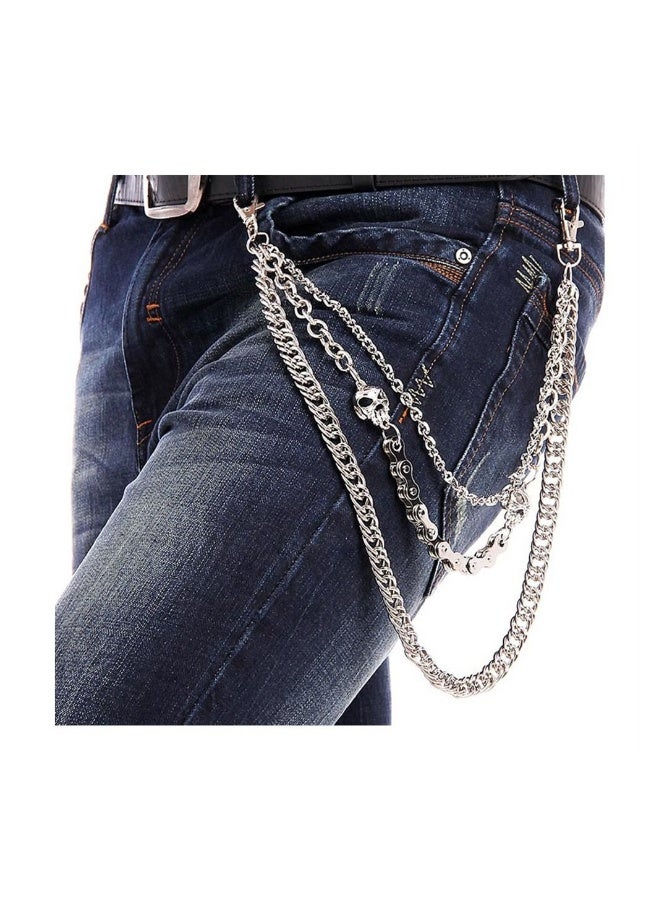 Pants Chain for Men Women, Biker Skull Wallet Chain, Punk Men Cool Skull Punk Trouser Long Wallet Key Chain for Hip Hop Rock Jean, Silver, 60-80cm - Image 3