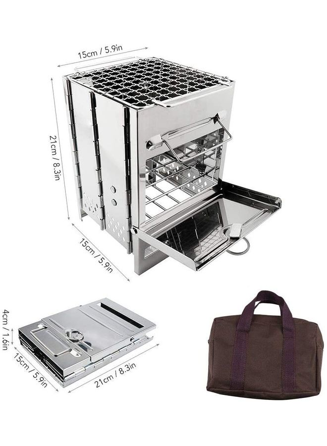 Loquat Portable Folding Stainless Steel Outdoor Wood Burning Camp Stove with Bag 21 x 15 x 15cm - Image 3