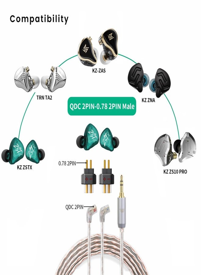 okcsc 0.78 2PIN Male to QDC 2PIN Female Headphone Adapter for 0.78 2PIN Earbuds to QDC Cable Lossless Audio Adaptor for KZ ZSN ZS10 ZSX ZST ZSR AS12 AS16 for TRN BA5 V90 V10 V20 MOONDROP 1 Pair Black - Image 4