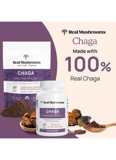 Real Mushrooms Chaga Capsules - Organic Mushroom Supplement with Chaga Extract - Chaga Mushroom Powder for Digestion, Energy, & Immune Support - Vegan Mushroom Extract, Non-GMO, 120 Caps  - Image 2