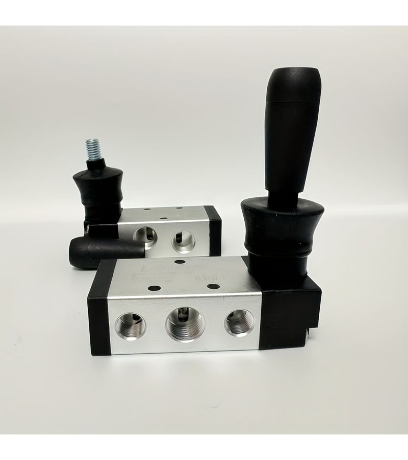 Industrial Grade Aluminum Alloy Pneumatic Solenoid Valve with Manual Lever 2 Position 5 Way Control PT1/4 Model 4H210-08 Push Pull Control - Image 2