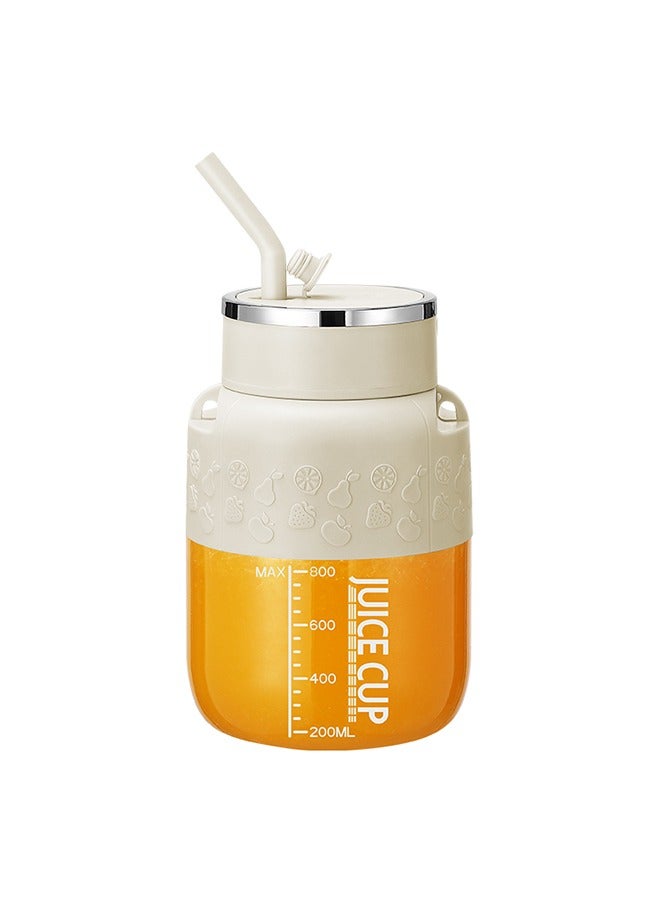 JCB CHIC Juicing Cup -Wireless Portable Juicing Bucket Electric Sports Cup Fresh Fruit Juicer, 800ml Large Capacity Dual Speed Juicing And  Direct Drinking Dual-use With 10 Stainless Steel  Blades(k2 white) - Image 1