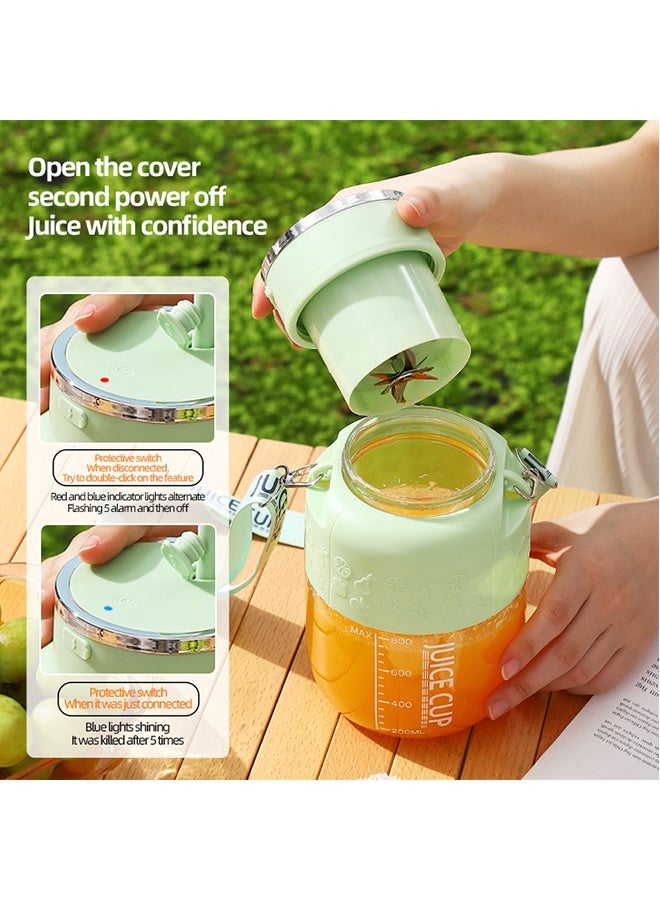 JCB CHIC Juicing Cup -Wireless Portable Juicing Bucket Electric Sports Cup Fresh Fruit Juicer, 800ml Large Capacity Dual Speed Juicing And  Direct Drinking Dual-use With 10 Stainless Steel  Blades(k2 white) - Image 4