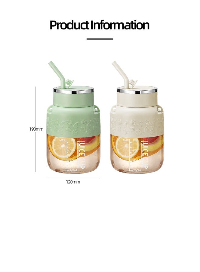 JCB CHIC Juicing Cup -Wireless Portable Juicing Bucket Electric Sports Cup Fresh Fruit Juicer, 800ml Large Capacity Dual Speed Juicing And  Direct Drinking Dual-use With 10 Stainless Steel  Blades(k2 white) - Image 2