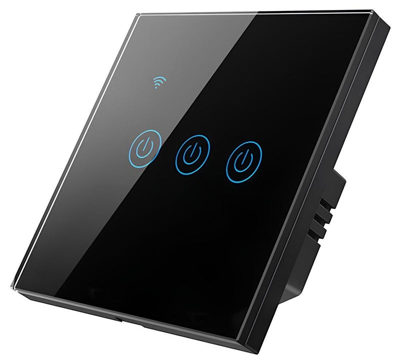 مفتاح إضاءة حائط ذكي واي فاي، لا يتطلب سلكًا محايدًا، لا يتطلب محورًا، متوافق مع Google Home وAlexa، جهاز التحكم عن بعد باللمس والتطبيق، وظيفة التوقيت والتحكم الصوتي (عصابة 3، أسود) - Image 1