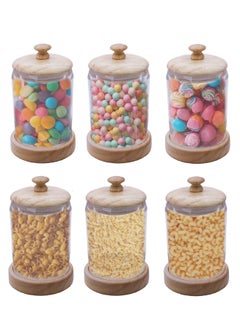 Life Smile Food Storage Jars Set with Lids - Airtight Canister Set Containers, Acrylic Food Storage of Bulk, Dry Food Including Flour, Sugar, Coffee, Rice, Tea, Spices (Bamboo Cover, 6 Pieces)  - Image 1