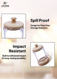 Life Smile Food Storage Jars Set with Lids - Airtight Canister Set Containers, Acrylic Food Storage of Bulk, Dry Food Including Flour, Sugar, Coffee, Rice, Tea, Spices (Bamboo Cover, 6 Pieces)  - Image 5