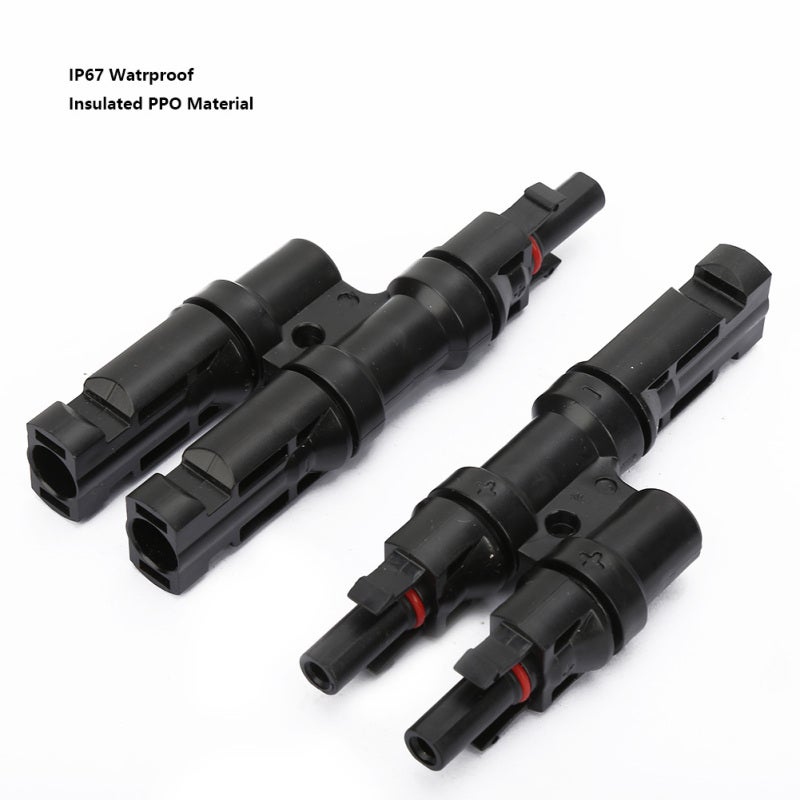 Solar Panel Adapter T Type Branch Connector Cable - IP67 Waterproof Insulated PPO Outer Casing High Temperature Corrosion Resistant 2 in 1 Parallel Splitter for Solar Panel Connection - Image 1