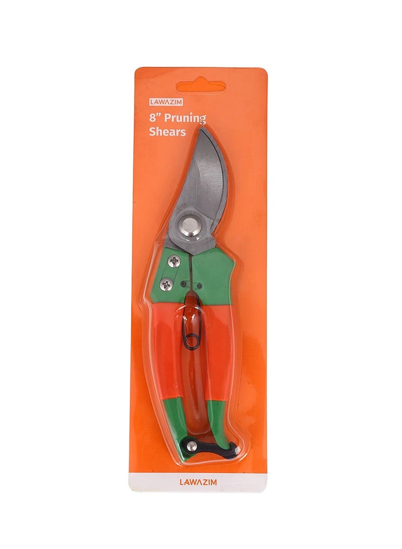 LAWAZIM Pruning Shears - 2 Piece 8inch - Pruning Scissors Pliers Secateurs Hand pruners Floral snips Long Handle Fine cut Bypass mechanism Trimming herbs florist Home gardener Lopper Cutters  - Image 3