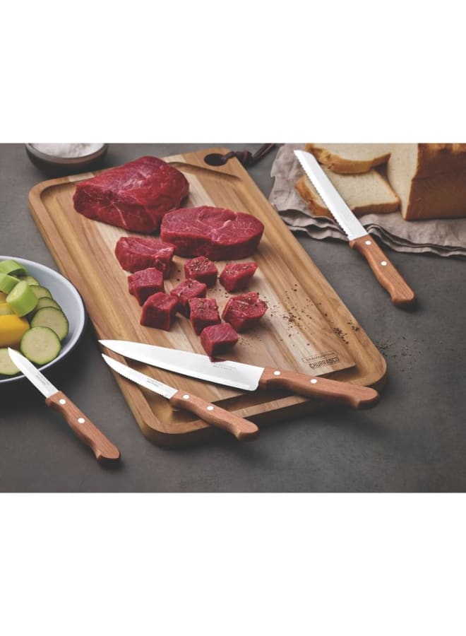 TRAMONTINA TRAMONTINA Dynamic Chef’s Knife - 15 CM, Premium Stainless Steel Blade, Ergonomic Natural Wood Handle, Ideal for Precision Cutting, Durable and Versatile for Professional and Home Kitchens  - Image 4