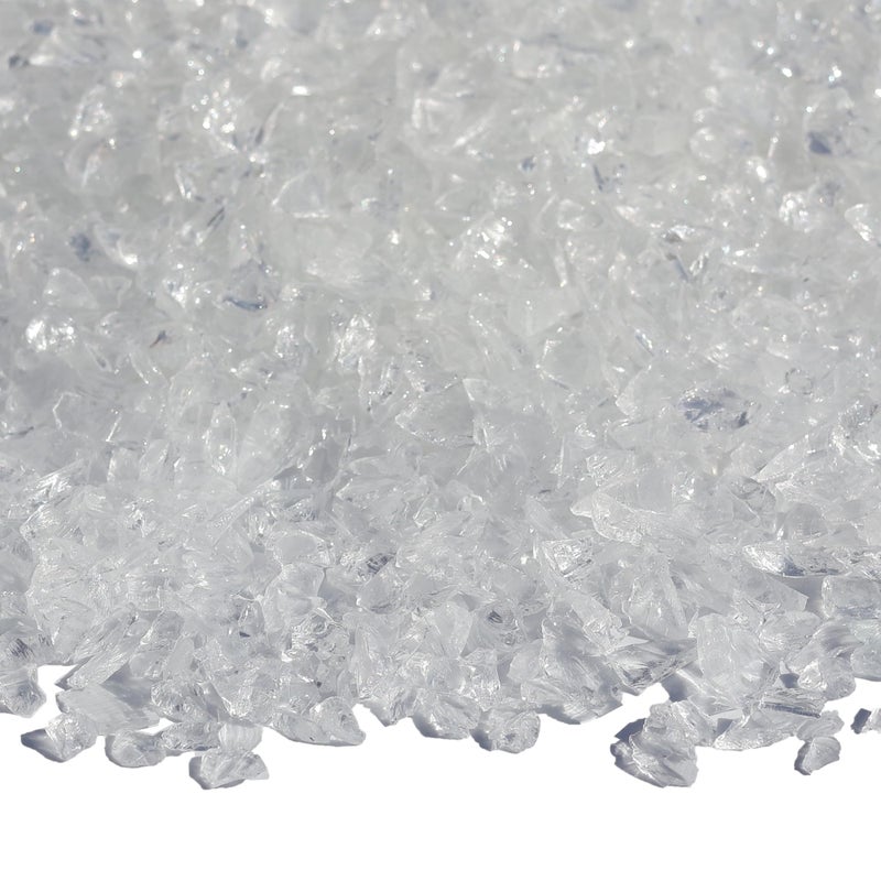 QYGL Crushed Glass for Resin Art, DIY Crafts, and Home Decor - 0.9LB White Broken Glass Pieces 3-6mm, for Vase Fillers, Tabletop Fire Pit, and Aquarium Rocks - Image 1