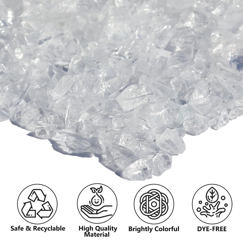 QYGL Crushed Glass for Resin Art, DIY Crafts, and Home Decor - 0.9LB White Broken Glass Pieces 3-6mm, for Vase Fillers, Tabletop Fire Pit, and Aquarium Rocks - Image 2