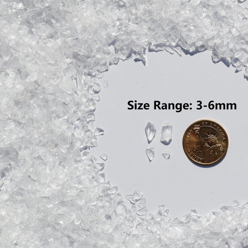 QYGL Crushed Glass for Resin Art, DIY Crafts, and Home Decor - 0.9LB White Broken Glass Pieces 3-6mm, for Vase Fillers, Tabletop Fire Pit, and Aquarium Rocks - Image 3
