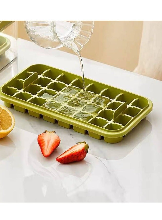 Ice Cube Mold Tray with Lid and Freezer Tray, Small Silicone Ice Cube Molds with 2 Trays for One-Key Ice Making, Homemade Ice Cubes for Smoothies and Cocktails, 64 Pieces H - Image 3