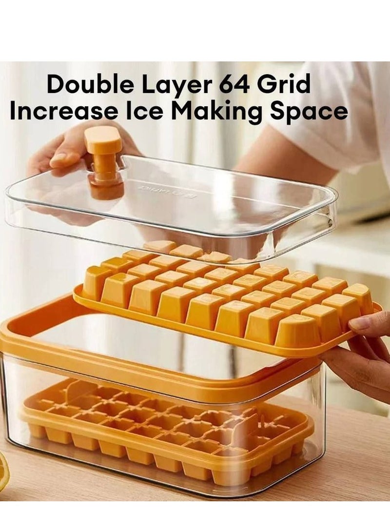 Ice Cube Mold Tray with Lid and Freezer Tray, Small Silicone Ice Cube Molds with 2 Trays for One-Key Ice Making, Homemade Ice Cubes for Smoothies and Cocktails, 64 Pieces H - Image 5
