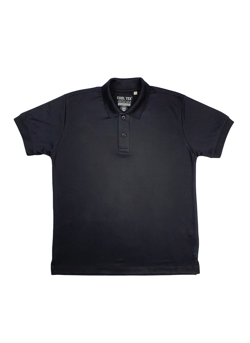 COOL TEX - Cooltex Unisex Cotton Polyester Plain Black Polo T-Shirts Cool Dry-Fit Material Short Sleeves Soft and Comfortable - Image 1