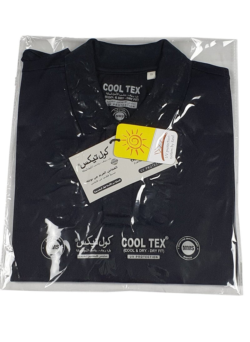كول تيكس تي شيرت بولو أسود سادة من القطن والبوليستر للجنسين من Cooltex مصنوع من خامة جافة ورائعة وأكمام قصيرة ناعمة ومريحة - Image 5