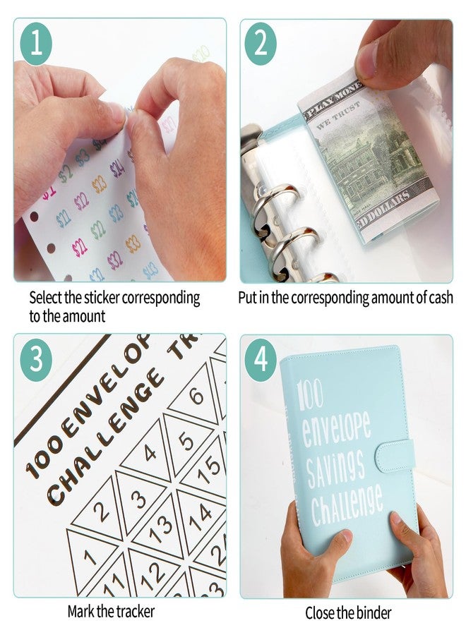 LMTNNB 100 Envelopes Money Saving Challenge Binder, Save 5050 Dollars 100 Day Envelope Challenge Binder with 100 Cash Envelopes, Tracker, and Stickers - Image 5