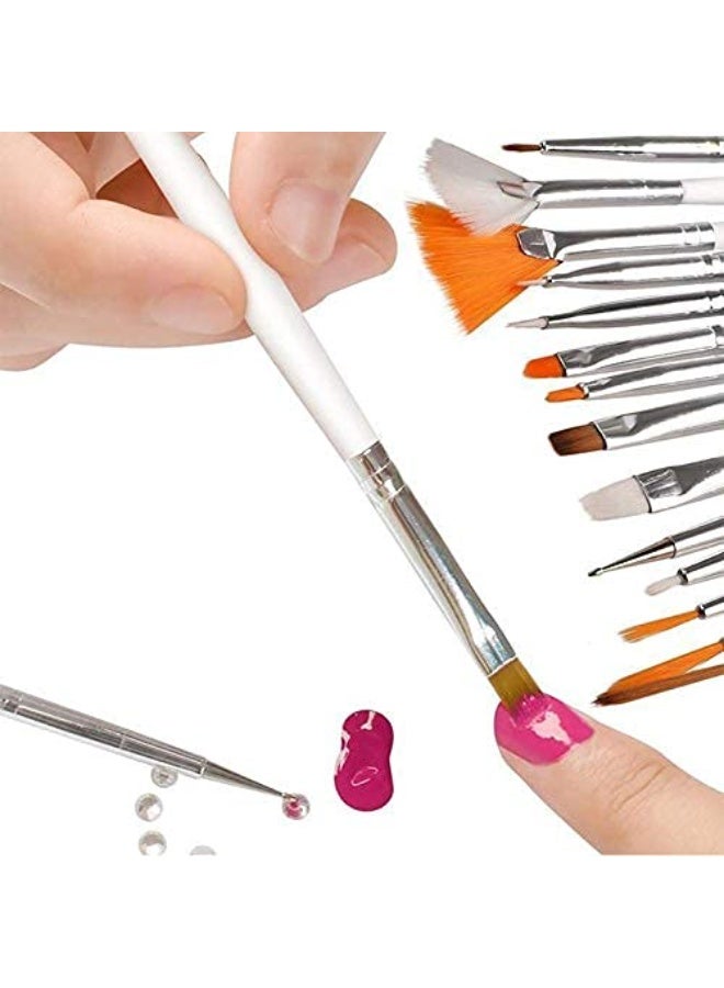 موردلي طقم تزيين الأظافر، طقم تصميم أقلام الأظافر - فرشاة تزيين الأظافر وأقلام تحديد النقاط، مثالية لفن الأظافر ورسم تفاصيل الوجه، مجموعة من 20 قطعة بيضاء. - Image 3