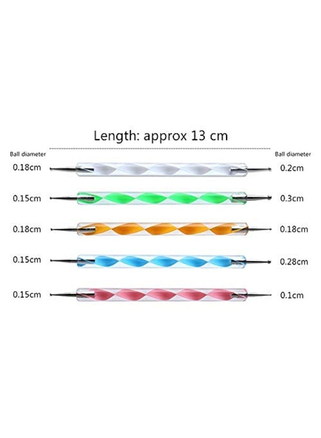 موردلي طقم تزيين الأظافر، طقم تصميم أقلام الأظافر - فرشاة تزيين الأظافر وأقلام تحديد النقاط، مثالية لفن الأظافر ورسم تفاصيل الوجه، مجموعة من 20 قطعة بيضاء. - Image 5