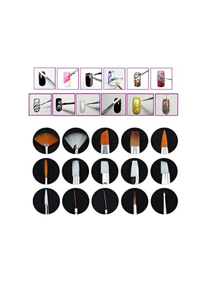 موردلي طقم تزيين الأظافر، طقم تصميم أقلام الأظافر - فرشاة تزيين الأظافر وأقلام تحديد النقاط، مثالية لفن الأظافر ورسم تفاصيل الوجه، مجموعة من 20 قطعة بيضاء. - Image 4