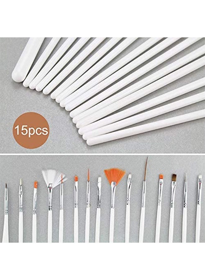 موردلي طقم تزيين الأظافر، طقم تصميم أقلام الأظافر - فرشاة تزيين الأظافر وأقلام تحديد النقاط، مثالية لفن الأظافر ورسم تفاصيل الوجه، مجموعة من 20 قطعة بيضاء. - Image 2