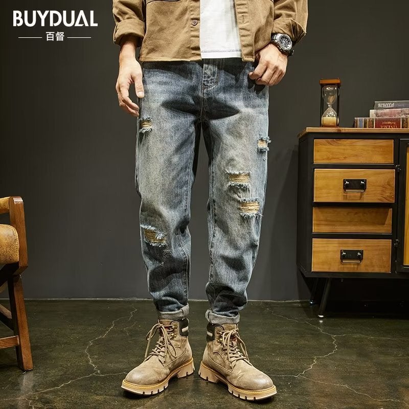 Unisex Classic Denim Jeans Loose Fit Daily Outdoor Wear - Image 1