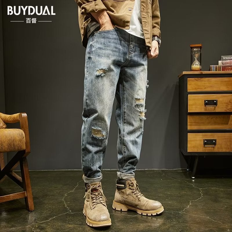 Unisex Classic Denim Jeans Loose Fit Daily Outdoor Wear - Image 4
