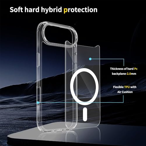DIZORO Polycarbonate (Case for iPhone 17 Air) Compatible with Mag-Safe Wireless Charging, Shockproof Phone Bumper Cover, Back Case Cover for iPhone 17 Air (Clear Magsafe Case) - Image 3