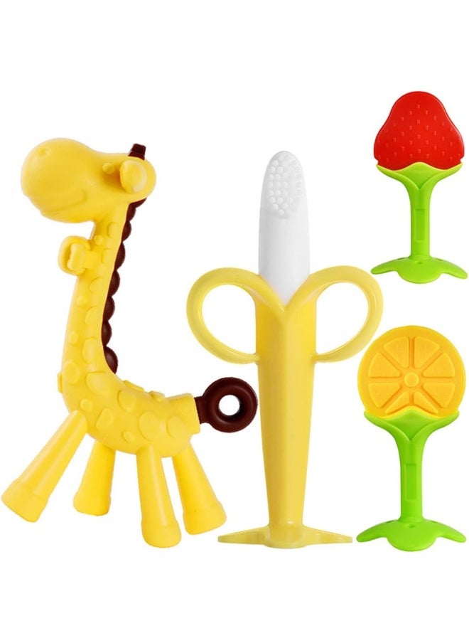 4 Pack Baby Teething Toys Set Silicone Fruit Shape Giraffe Baby Teethers BPA Free Soothe Babies Gums for Babies Infants Toddlers Boys & Girls - pzsku/Z379F2140AC93E8509DEEZ/45/_/1738147142/7fb9cda2-f3fc-4fd9-ab2a-9d316ec594b2