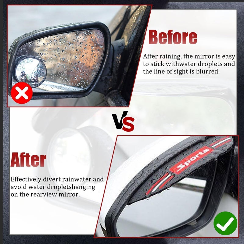Pincuttee 2PC Side Mirror Visor Rain Guards,Car Rear View Mirror Rain Cover,Silicone Rain Shield,Mirror Cover Rubber Visor Guard(Black-Sport,2Pack) Trendy varied sizing alternatives - Image 3