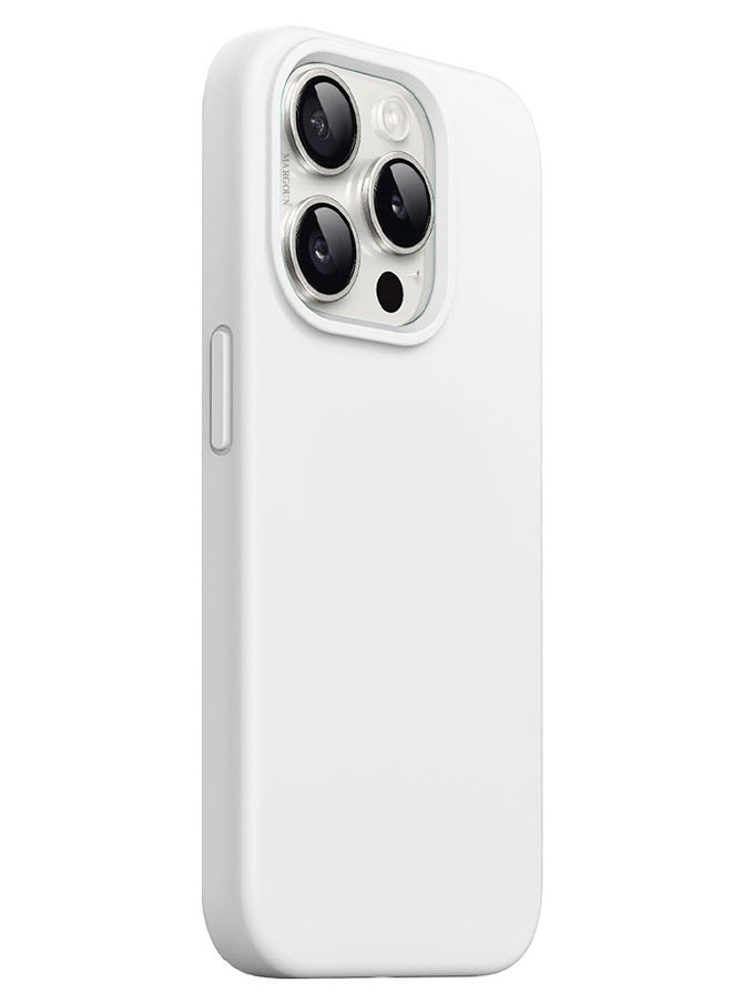 CATANES - iPhone 15 Pro Max Case Silicone Case Full Body Protective Cover Shockproof Slim Phone Case Anti-Scratch Soft Microfiber Lining White - Image 1