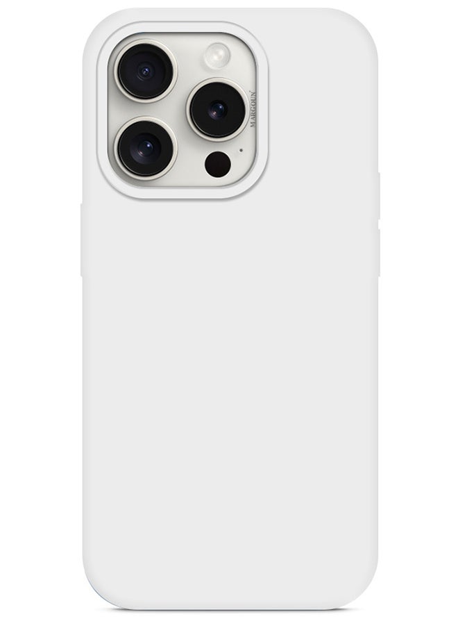 CATANES - iPhone 15 Pro Max Case Silicone Case Full Body Protective Cover Shockproof Slim Phone Case Anti-Scratch Soft Microfiber Lining White - Image 1