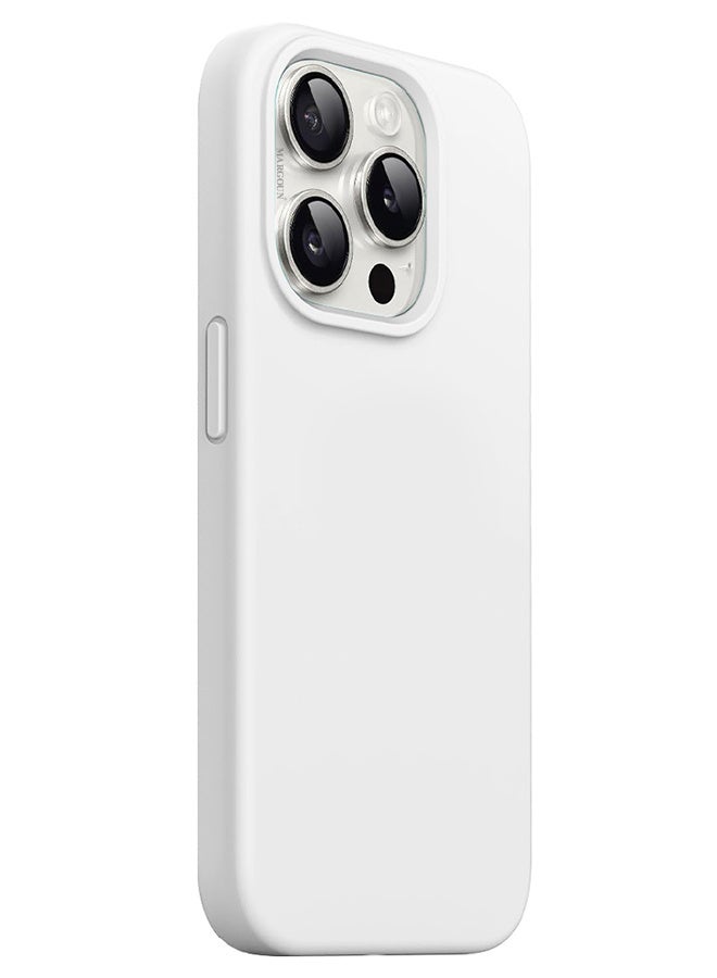 CATANES iPhone 15 Pro Max Case Silicone Case Full Body Protective Cover Shockproof Slim Phone Case Anti-Scratch Soft Microfiber Lining White - Image 2