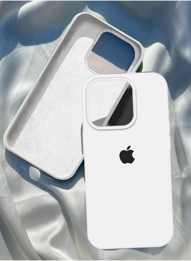 CATANES iPhone 15 Pro Max Case Silicone Case Full Body Protective Cover Shockproof Slim Phone Case Anti-Scratch Soft Microfiber Lining White  - Image 1