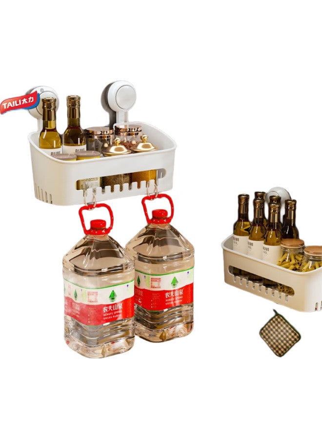 Taili Powerful Suction Cup Kitchen Storage Rack No Punching Seasoning Rack Wall-Mounted Kitchen Utensil Ginger Onion Garlic Storage Box - Image 3