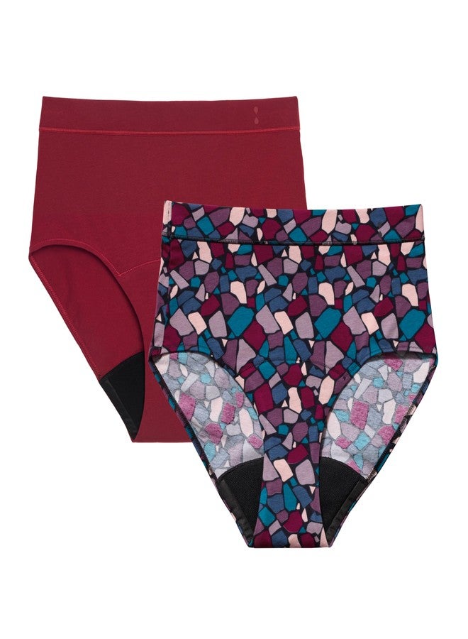 Thinx for All Hi-Waist Period Underwear, Holds 12 Tampons*, Leakproof, Odor Control, 2-Pack Reusable, Rhubarb, XL - Image 1
