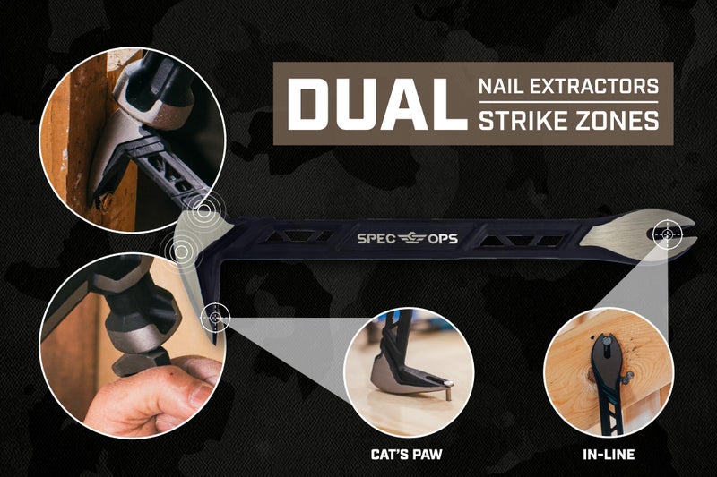 Spec-Ops Spec Ops Tools 8" Nail Puller Cats Paw Pry Bar, High-Carbon Steel, 3% Donated to Veterans, - Image 4