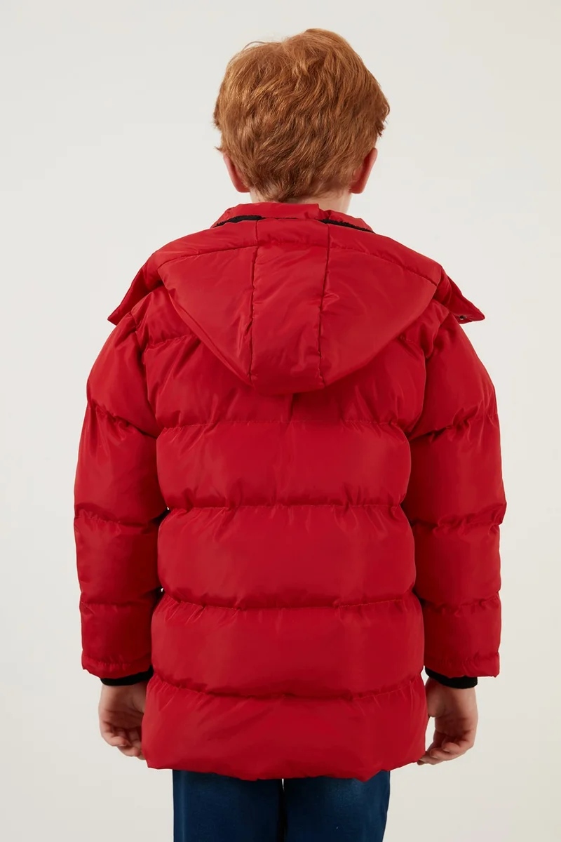ليلا Plush Lined Removable Hooded Winter Coat with Pockets Boys' Coat 5761587