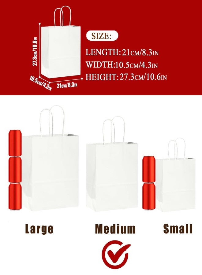 Bakepacker 30-Pack Medium Size Gift Paper Bags with Handles Bulk 10.6"x8.3"x4.3" White Party Shopping Bags - Image 5