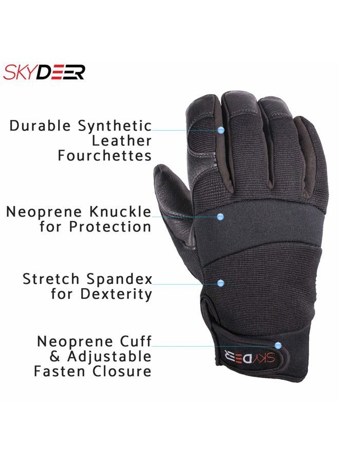 SKYDEER Deerskin Leather Winter Gloves for Men and Women, Durable and Soft Water Resistance Shell, Windproof Stretch Spandex Back, 100G 3M Thinsulate Insulation (SD2251T/XL) - Image 3