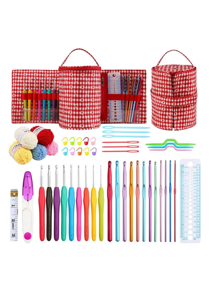 SYOSI 50PCS Crochet Set, DIY Hand Knitting Tools, Detachable Starter Crochet Kit, Ergonomic Crochet Hooks with Plaid Bag, DIY Hand Knitting Art Tools for Beginners Adults and Kids Crochet Lovers  - Image 1