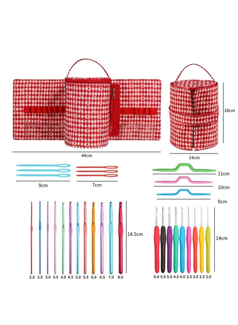 SYOSI 50PCS Crochet Set, DIY Hand Knitting Tools, Detachable Starter Crochet Kit, Ergonomic Crochet Hooks with Plaid Bag, DIY Hand Knitting Art Tools for Beginners Adults and Kids Crochet Lovers  - Image 4