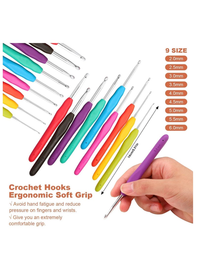 SYOSI 50PCS Crochet Set, DIY Hand Knitting Tools, Detachable Starter Crochet Kit, Ergonomic Crochet Hooks with Plaid Bag, DIY Hand Knitting Art Tools for Beginners Adults and Kids Crochet Lovers  - Image 2