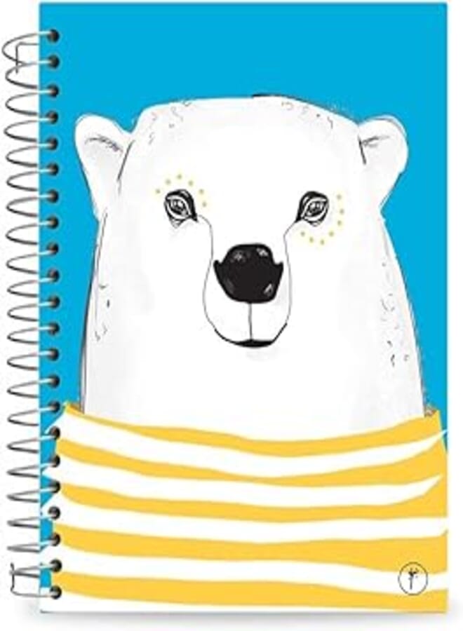 YM Sketch Designer Hardcover Notebook A5 - Bear|15x20cm 80 sheets , 160 page, Ruled lined white pages spiral bound |Gift for writers, back to school ,college ,office ,artists, students