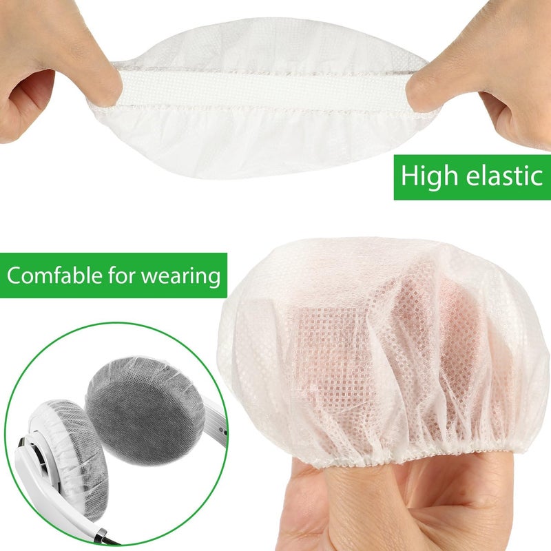 BBTO All storage type compatible 100 Pieces Headphone Ear Covers Disposable Earphone Sanitary Non-Woven Stretch Earpad Covers Fit for Most on Ear Headphones(11 cm,White) Batch consistent craftsmanship - Image 4