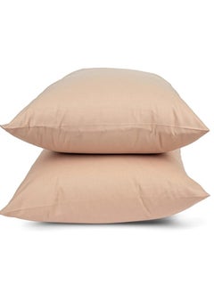 Generic Linen and cotton pillow cover set, size 50*70 cm, beige  - Image 1
